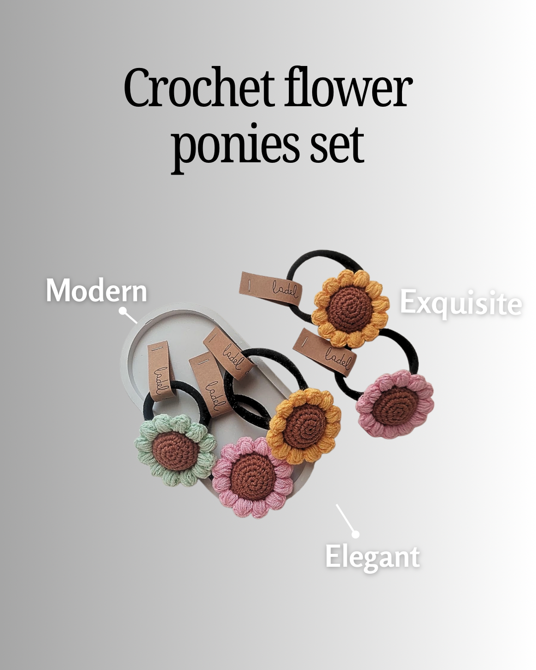 Crochet Flower Ponies Set | Handmade Cute Hair Ties
