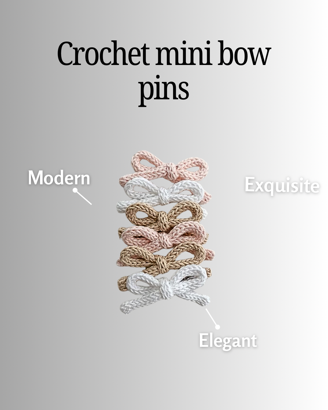 Handmade Mini Crochet Bow Pins | Lightweight & Charming