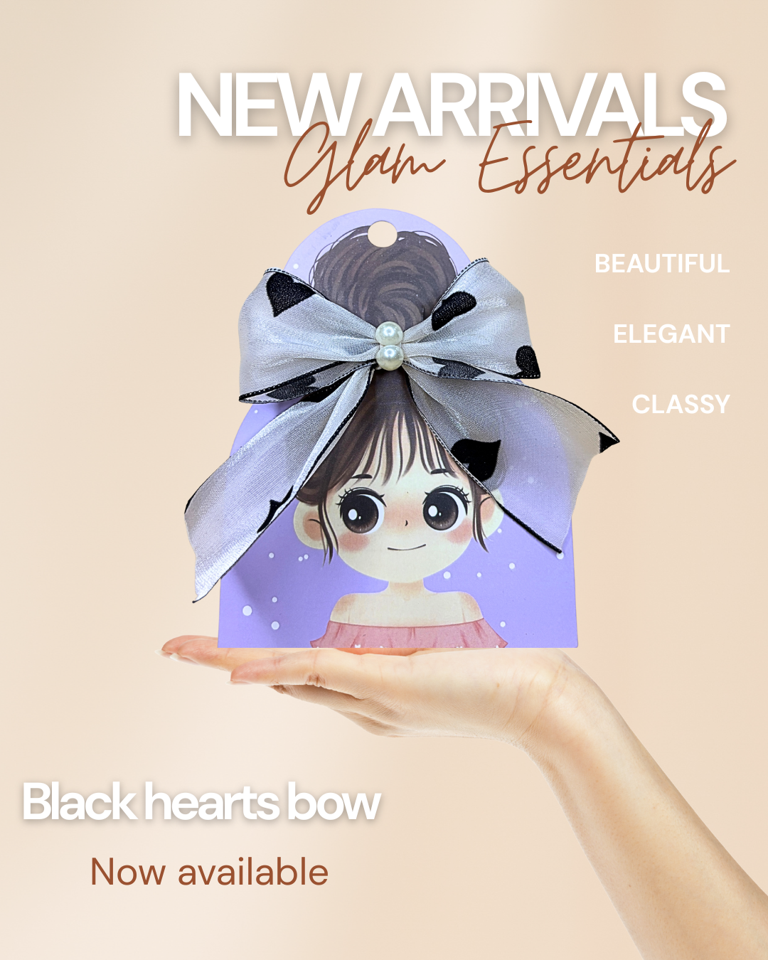 Black Hearts Bow Hair Pin | Cute & Trendy Accessory