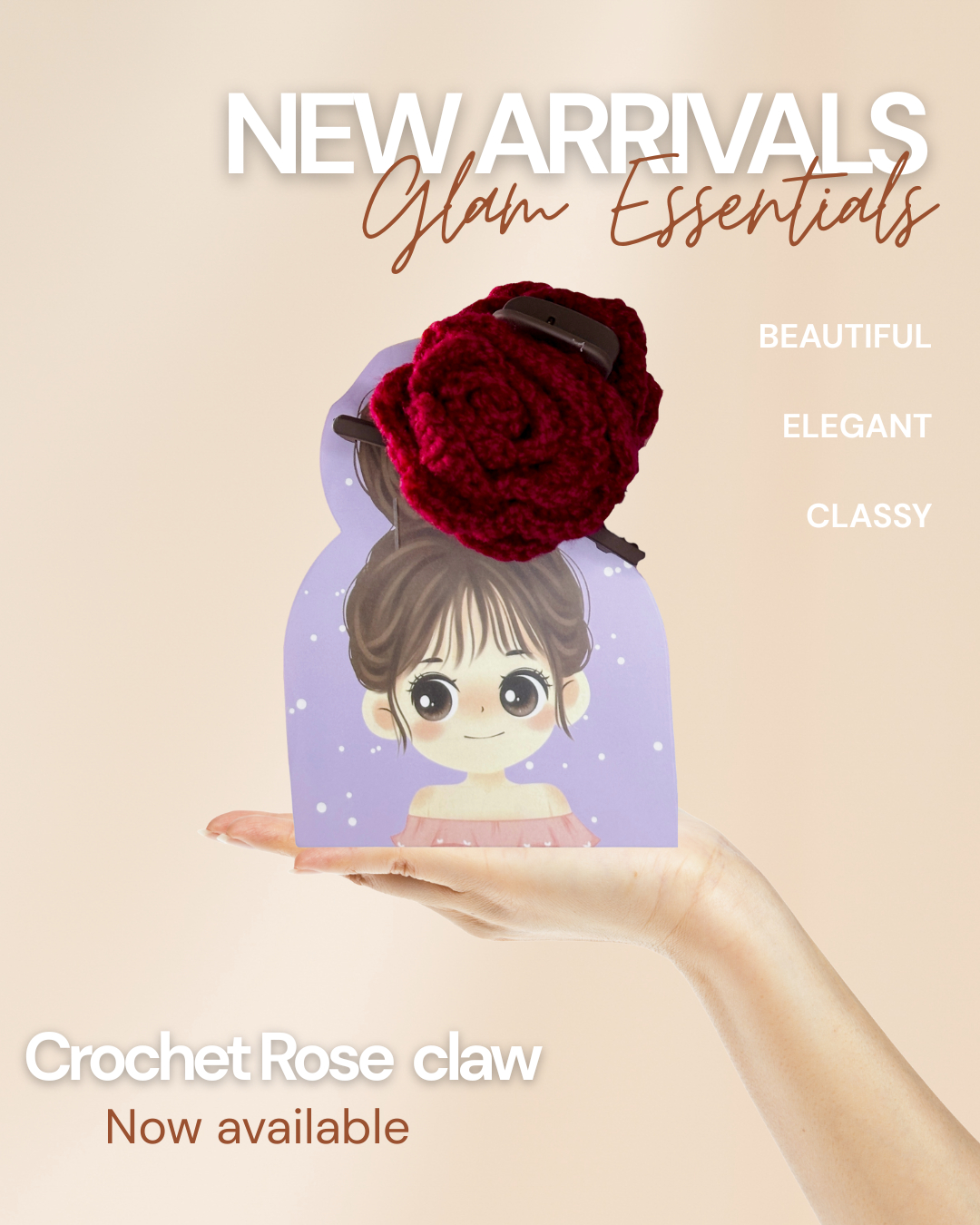 Crochet Rose hair claw