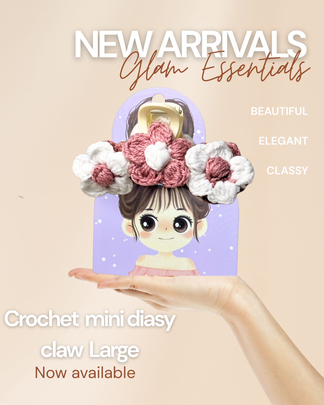 Crochet daisy hair claws