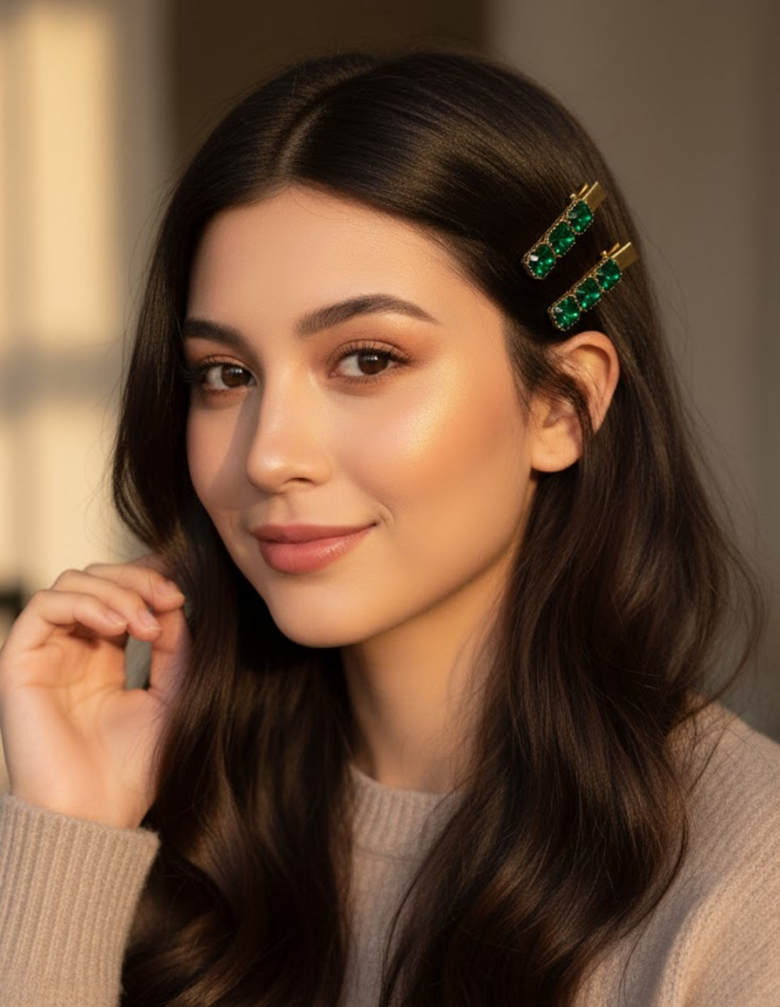 Emerald Crystal Square Pins | Beautiful & Durable Hair Clips