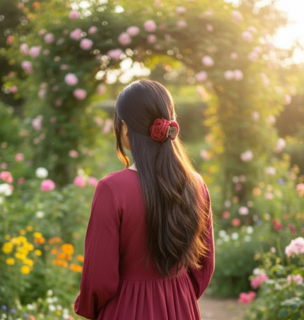 Crochet Rose hair claw