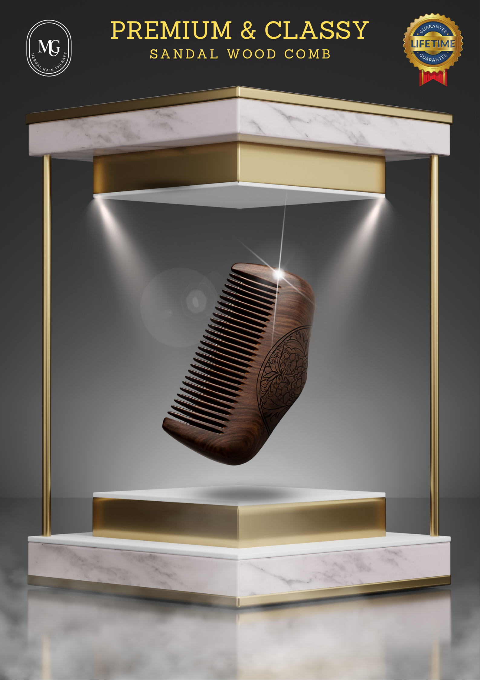 Premium Sandalwood Comb | Anti-Frizz & Gentle Detangling