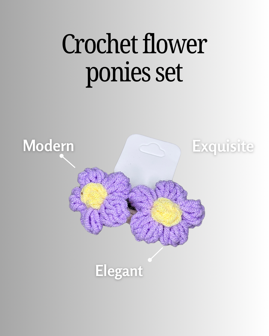 Crochet Flower Ponies Set | Handmade Cute Hair Ties