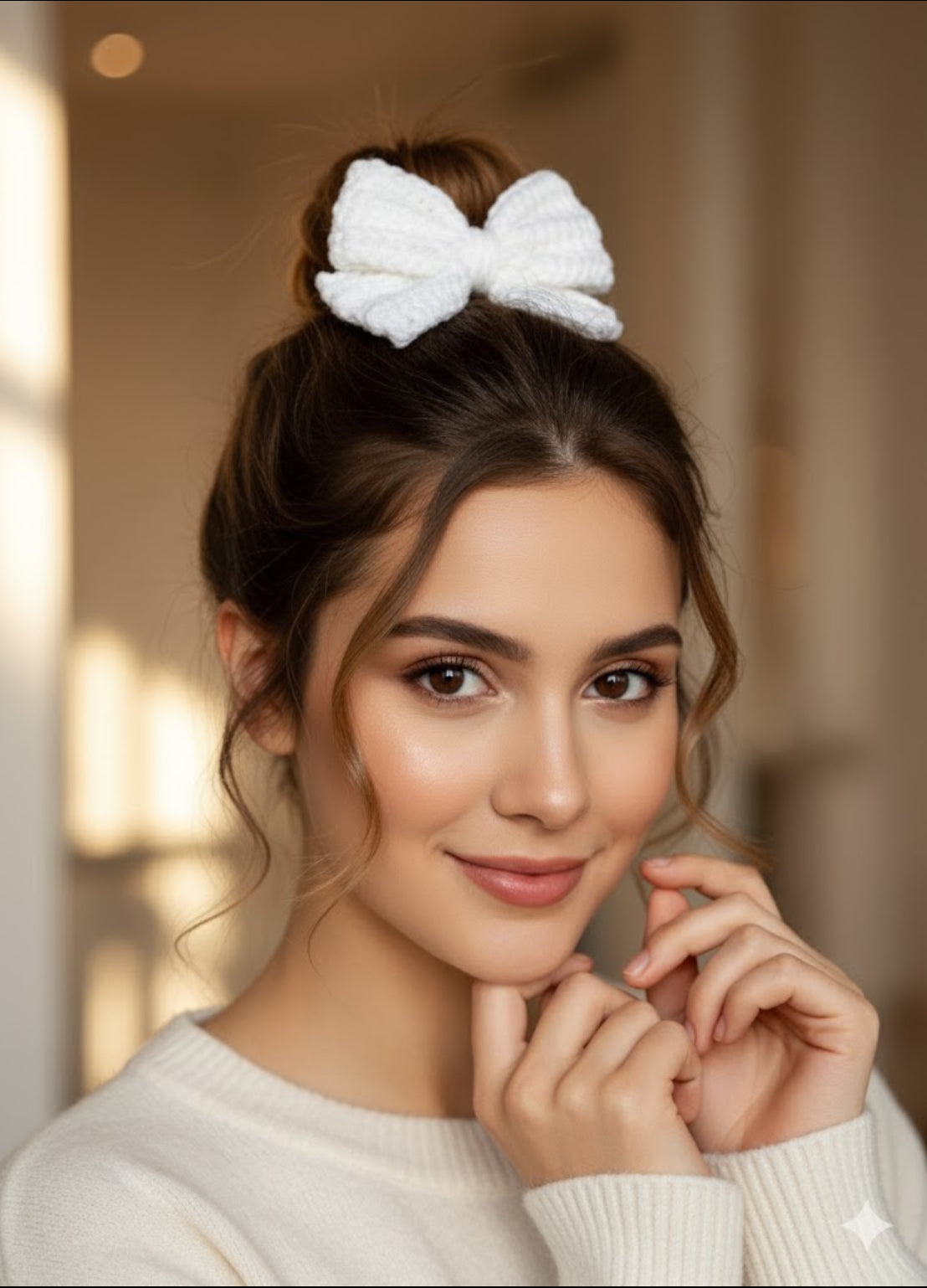 Handmade White Bow Clip | Soft Crochet Hair Accessory for Girls