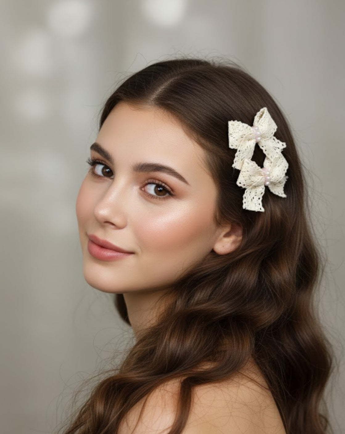 Crochet Lace Bow Pin | Aesthetic Hair Accessory for Girls