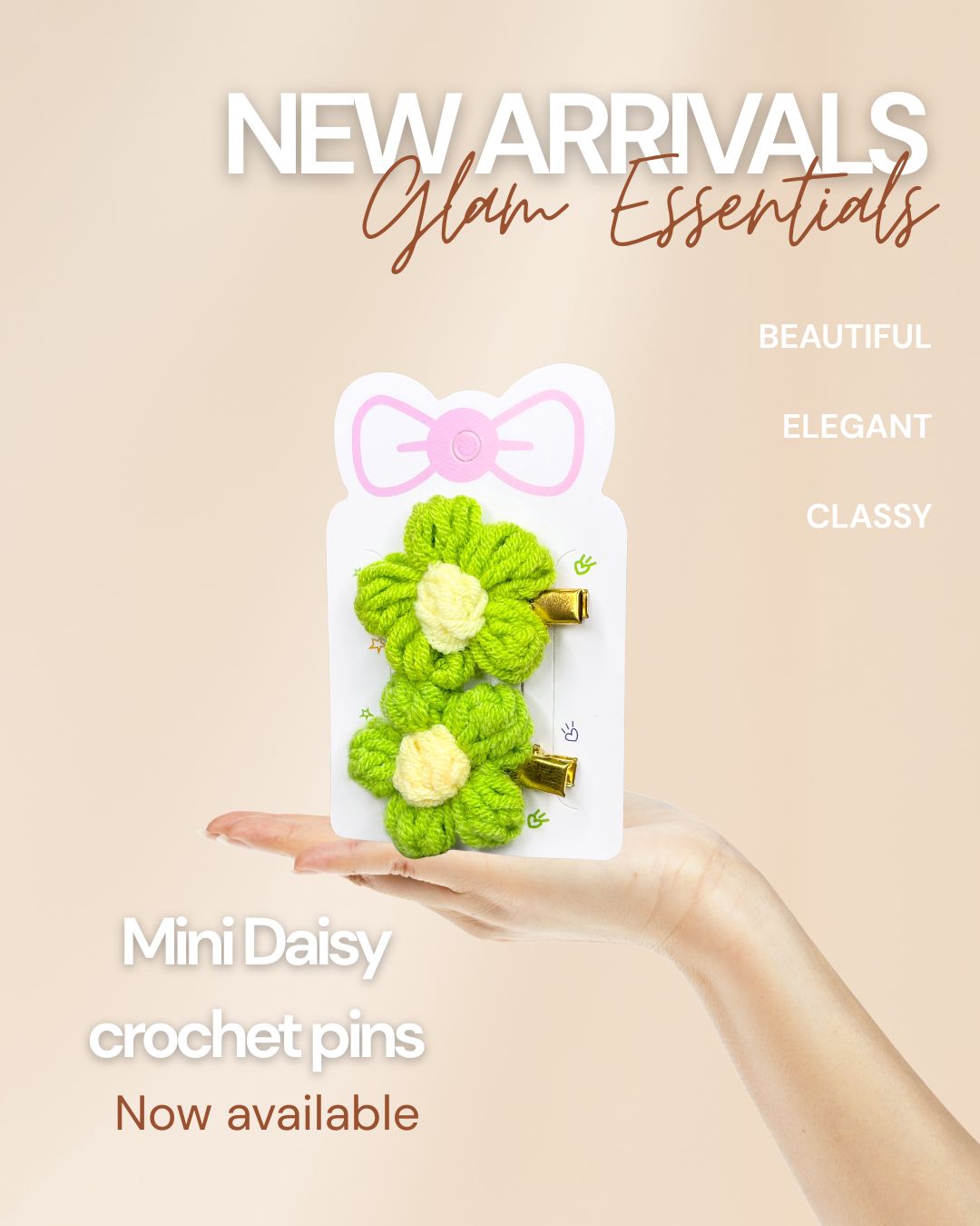 Mini Daisy Crochet Hair Pin | Cute Handmade Accessory